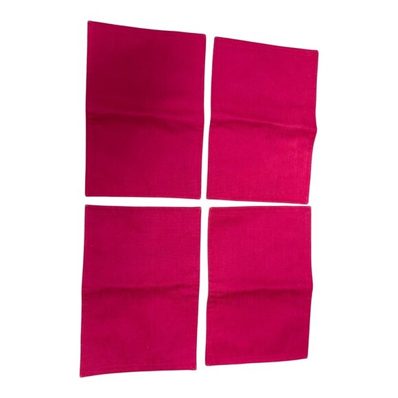 Longaberger Christmas Placemats Set Of 4 Festive Red With Green Snowflake Border - Picture 2 of 6